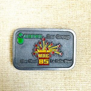 Vtg Belt Buckle Pewter QUANEX BAR GROUP MAC 85  Mac LaSalle Steel